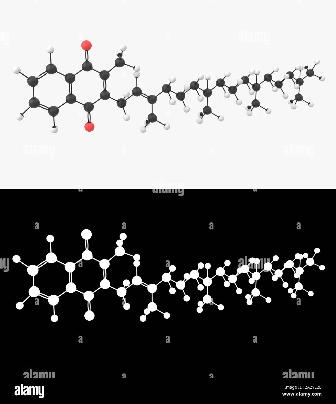 3D illustration of a vitamine K1 molecule with alpha layer Stock Photo