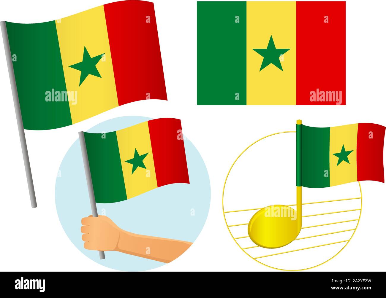 Senegal flag icon set. National flag of Senegal vector illustration ...