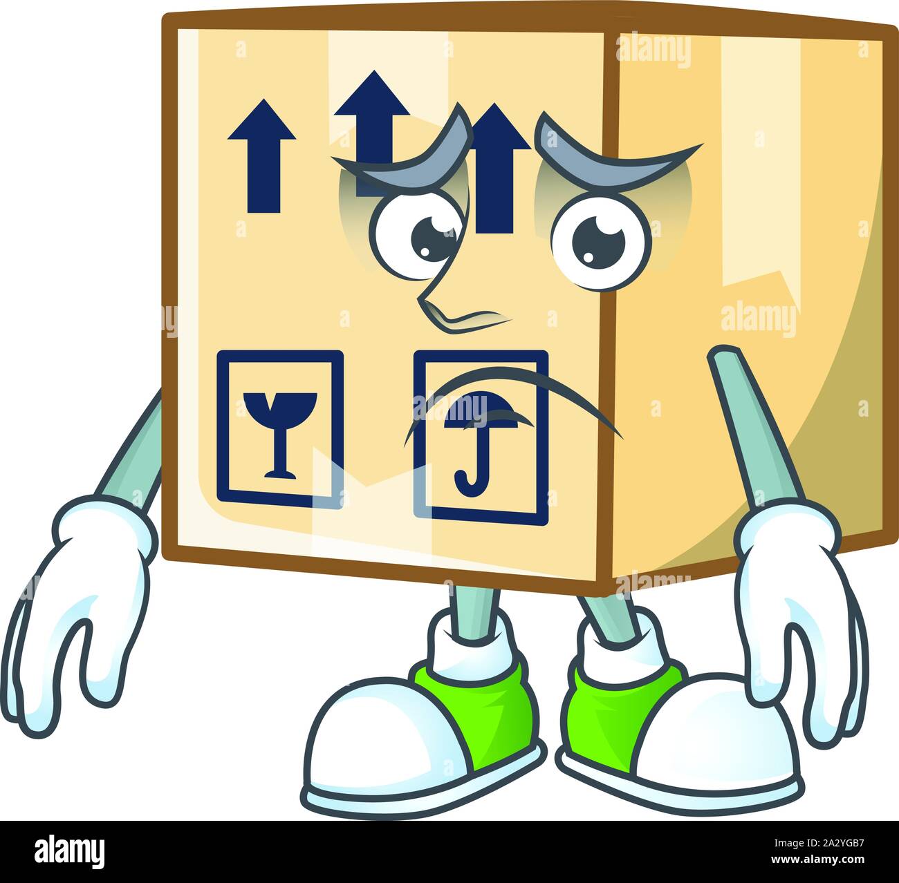 Afraid cardboard close mascot on white background Stock Vector Image