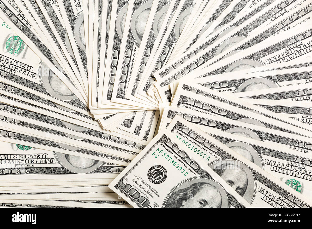 heap of dollars, money background. Top view of business concept on background with copy space. Stock Photo