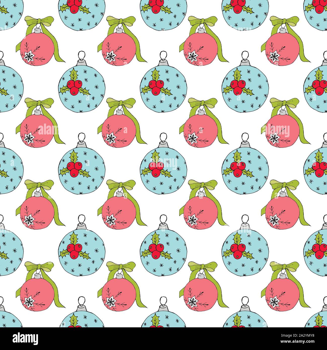 Christmas balls seamless pattern. Modern abstract red collection on a ...