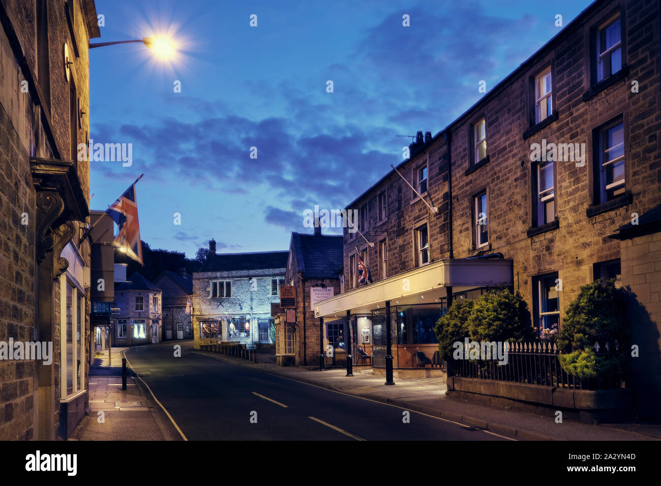 Shopping Street at night in Bakewell Derbyshire Dales Stock Photo Alamy