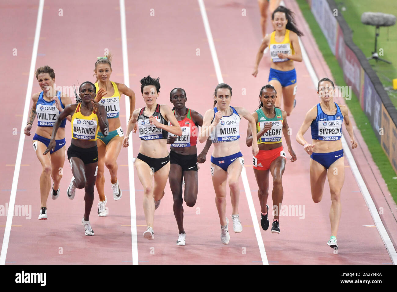 Jenny Simpson Gabriela Debues Stafford Laura Muir Gudaf Tsegay Winnie Nanyondo Nikki Hiltz Winny Chebet Jessica Hull 1500 Metres Women Semifinal Iaaf World Athletics Championships Doha 2019 Stock Photo Alamy