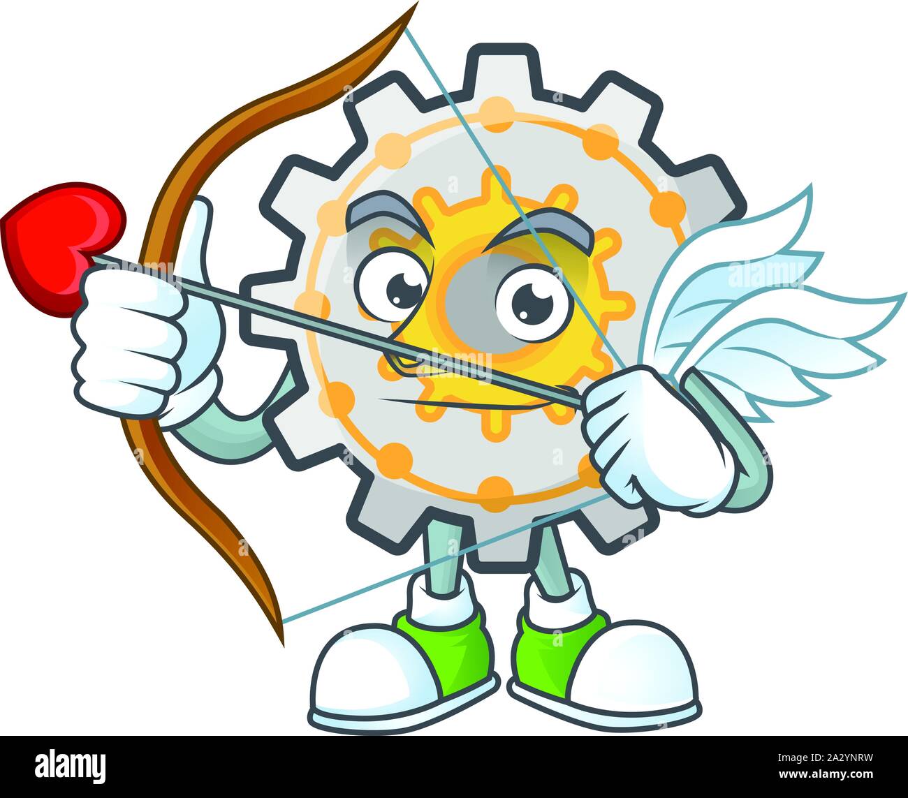 Cupid gear machine cartoon character mascot style Stock Vector Image ...