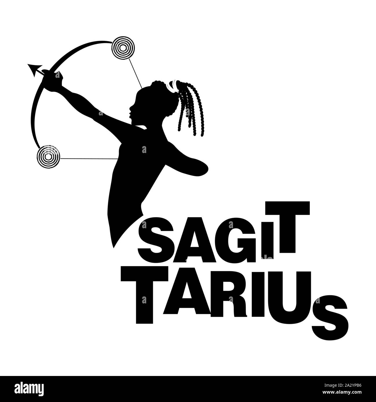 Tribal zodiac. Sagittarius. Man with bow and arrow in shooting pose