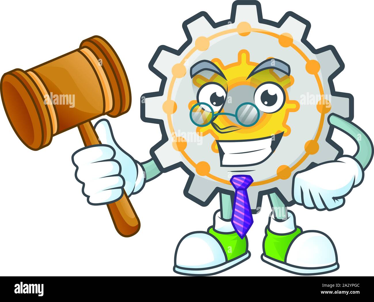 Judge cute gear cog in character mascot Stock Vector Image & Art Alamy