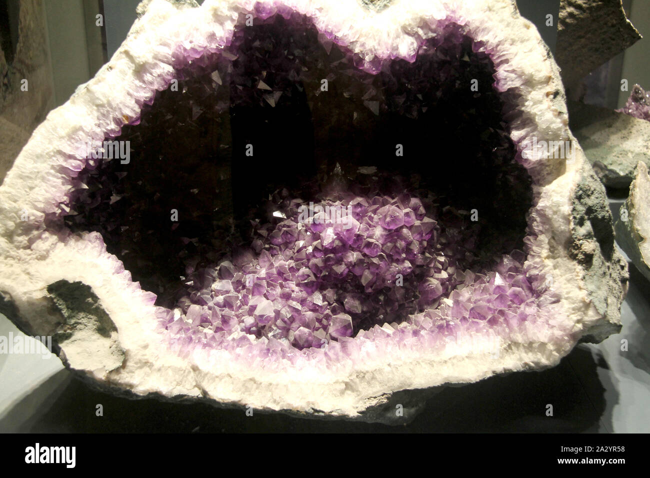 Amethyst crystals displayed at The National Museum of Natural History