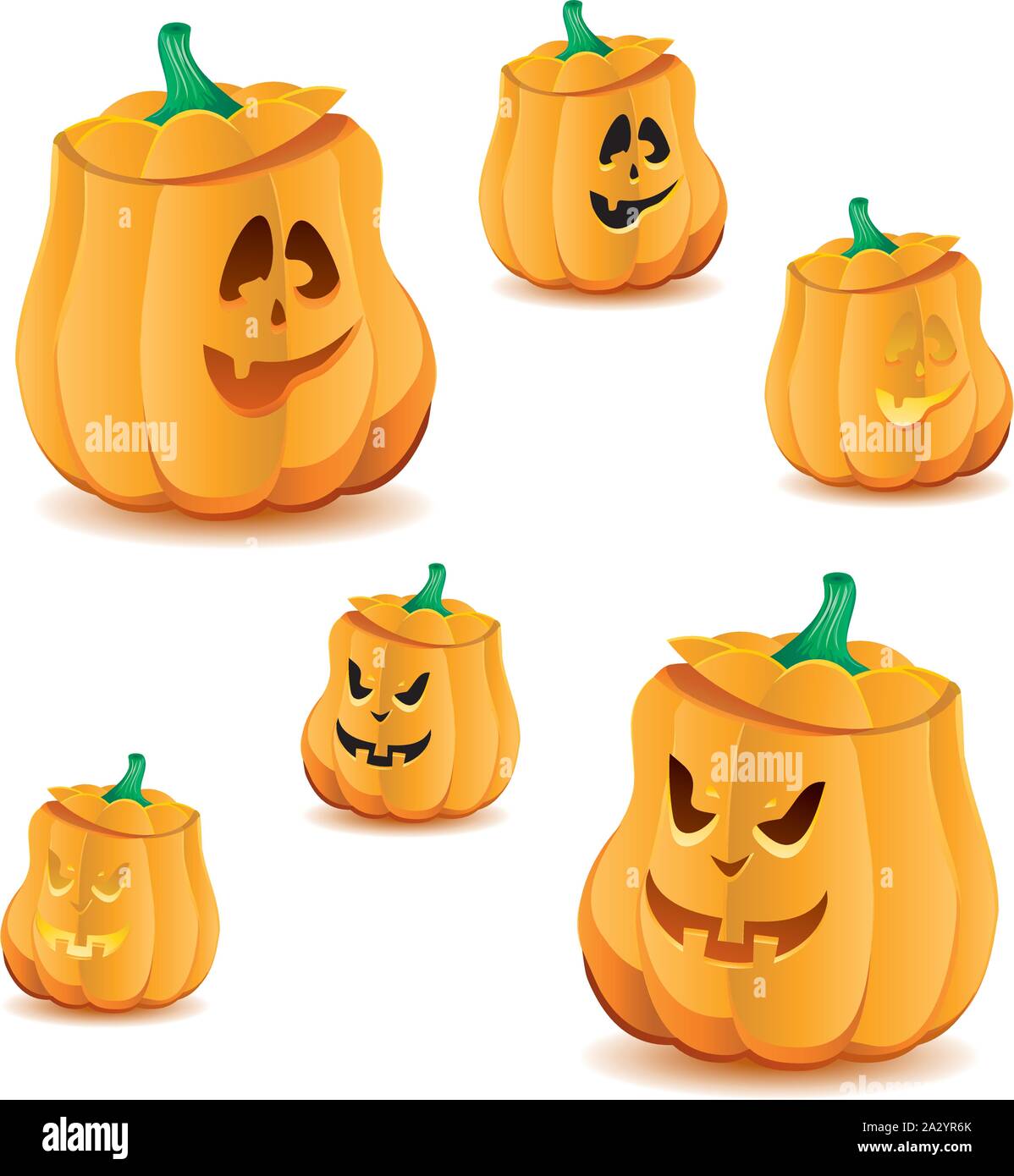 Set of halloween pumpkins with variations of illumination, Jack O ...