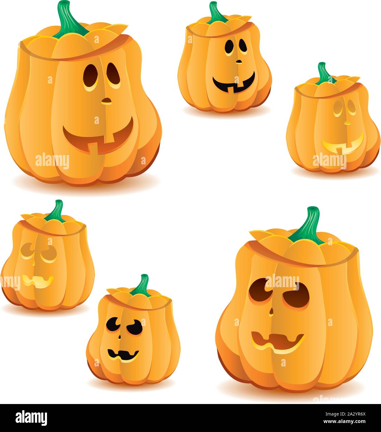 Set of halloween pumpkins with variations of illumination, Jack O ...