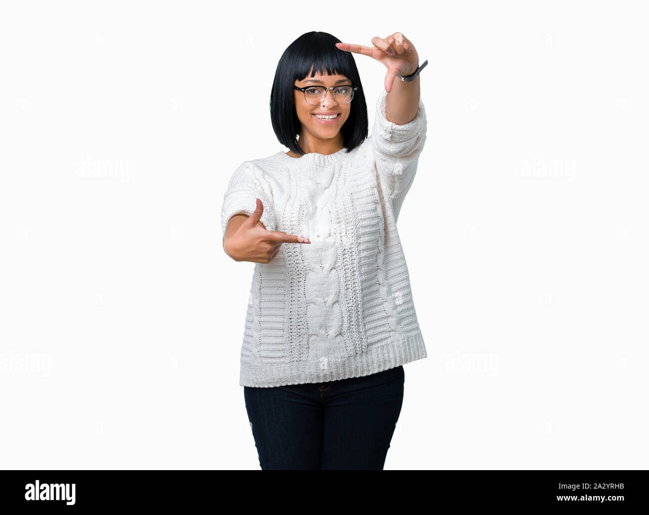 Beautiful young african american woman wearing glasses over isolated ...