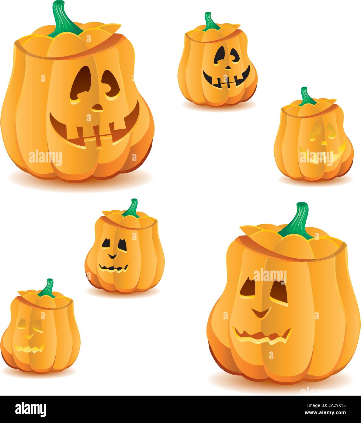 Set of halloween pumpkins with variations of illumination, Jack O ...
