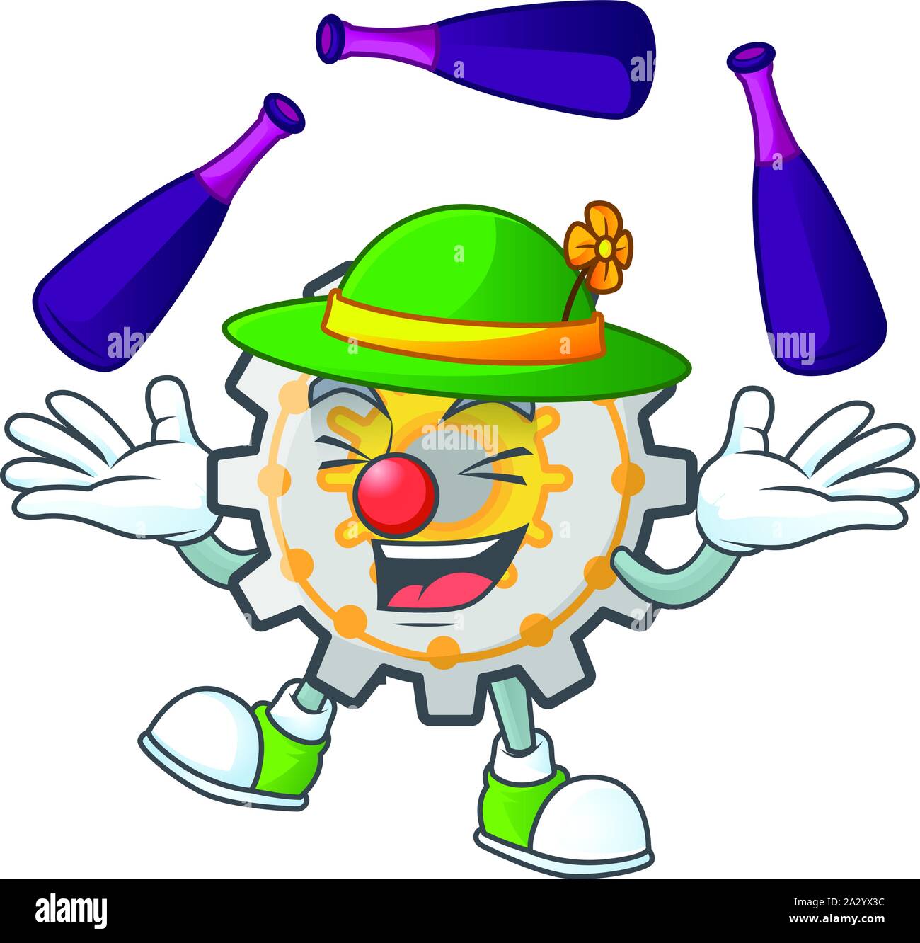 Juggling cute gear cog in character mascot Stock Vector Image & Art Alamy