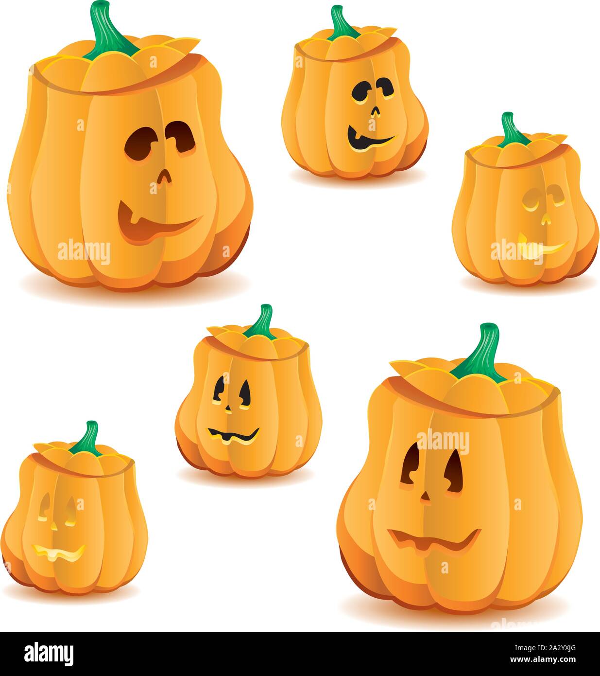 Set of halloween pumpkins with variations of illumination, Jack O ...