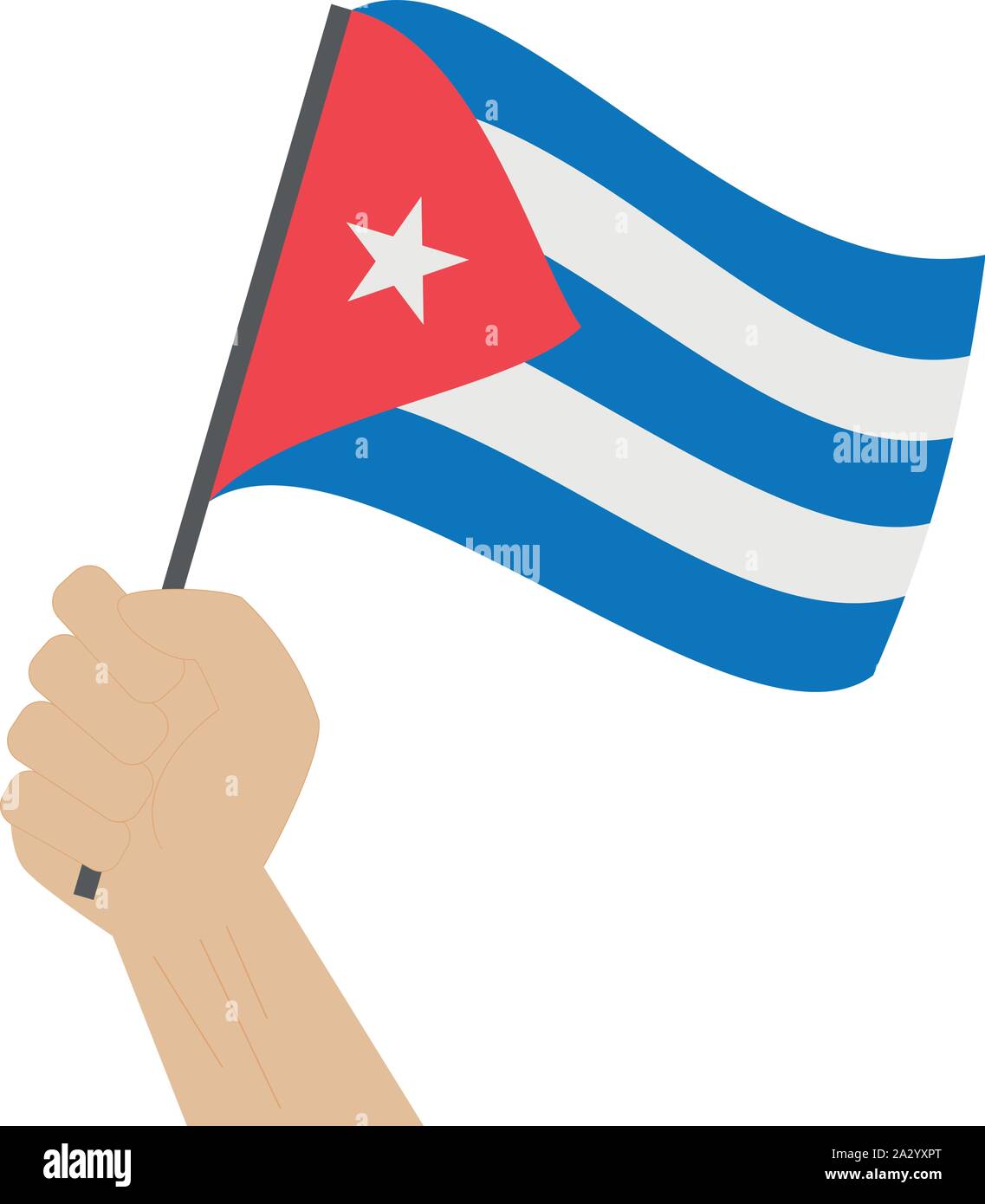 Hand holding and raising the national flag of Cuba Stock Vector Image ...