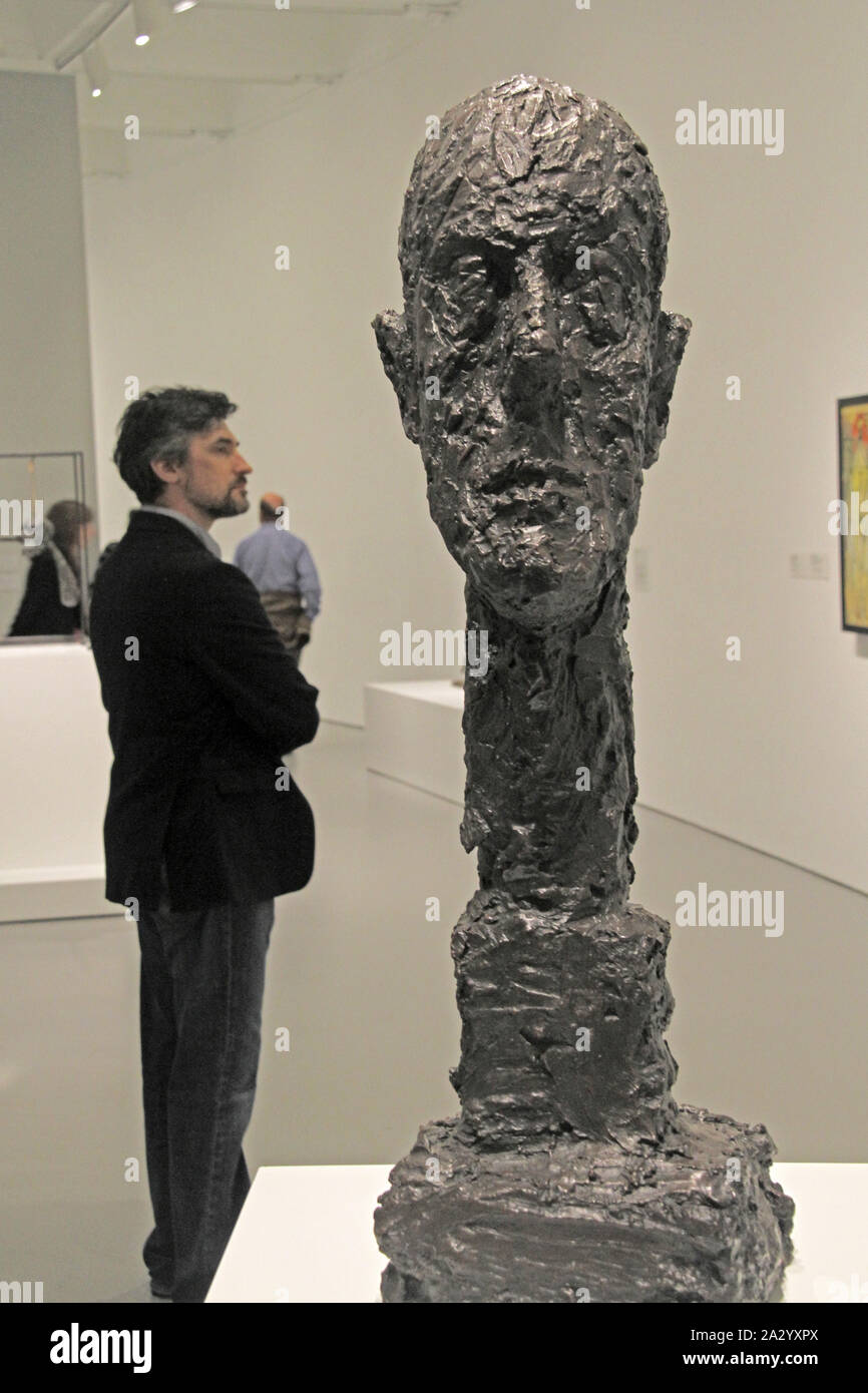 The 'Monumental head' sculpture by Alberto Giacometti displayed at the Hirshhorn Museum in Washington D.C., USA Stock Photo