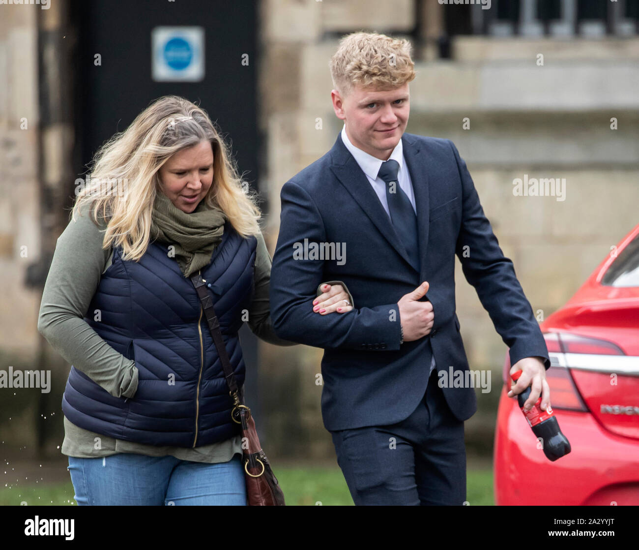 Dale Kelly arrives at York Crown Court with an unknown woman, ahead of sentencing, after the jury found he sexually assaulted a woman but was suffering from the sleep disorder parasomnia at the time and was therefore not responsible for his actions. Stock Photo