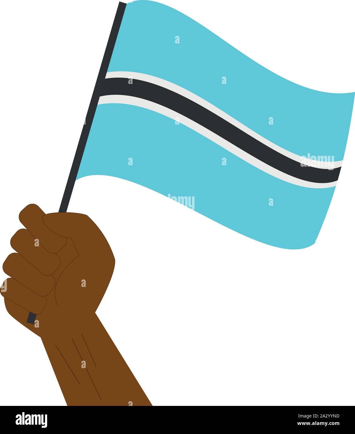 Hand holding and raising the national flag of Botswana Stock Vector