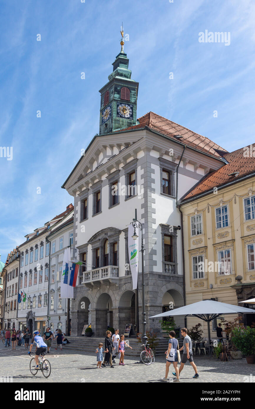Town Hall, The Town Square, Mestni trg, Old Town, Ljubljana, Slovenia Stock Photo