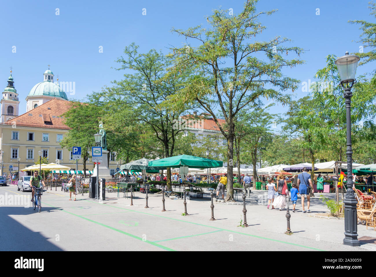 Central Market, Vodnik Square, Old Town, Ljubljana, Slovenia Stock Photo