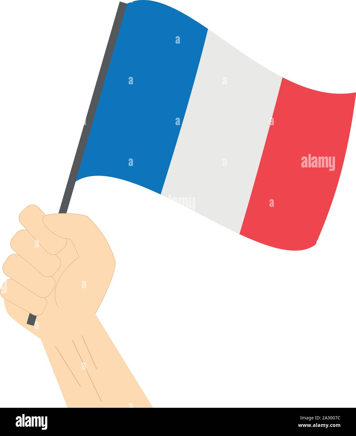 Hand holding and raising the national flag of France Stock Vector Image ...