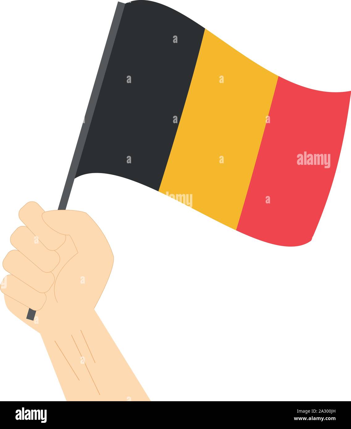 Hand holding and raising the national flag of Belgium Stock Vector ...