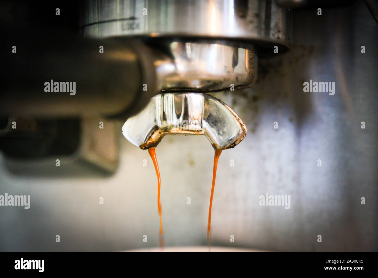 Coffee, or espresso making process grinding and extracting coffee