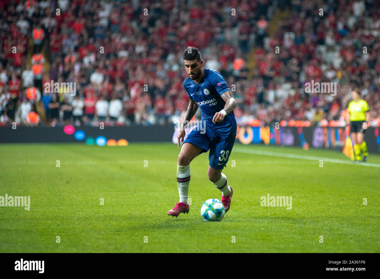 Istanbul, Turkey - August 14, 2019: Emerson during the UEFA Super Cup Finals match between Liverpool and Chelsea at Vodafone Arena Stock Photo