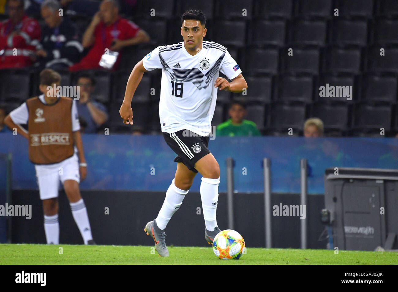 Nadiem Amiri (Bayer 04 Leverkusen) is in the squad for the first time, archival photo; Nadiem AMIRI (GER), Action, Single Action, Frame, Cut Out, Full Body, Whole Figure. Germany (GER) -Daenemark (DEN) 3-1, on 17.06.2019 Stadio Friuli Udine. Football U-21, UEFA Under21 European Championship in Italy/SanMarino from 16.-30.06.2019. | Usage worldwide Stock Photo