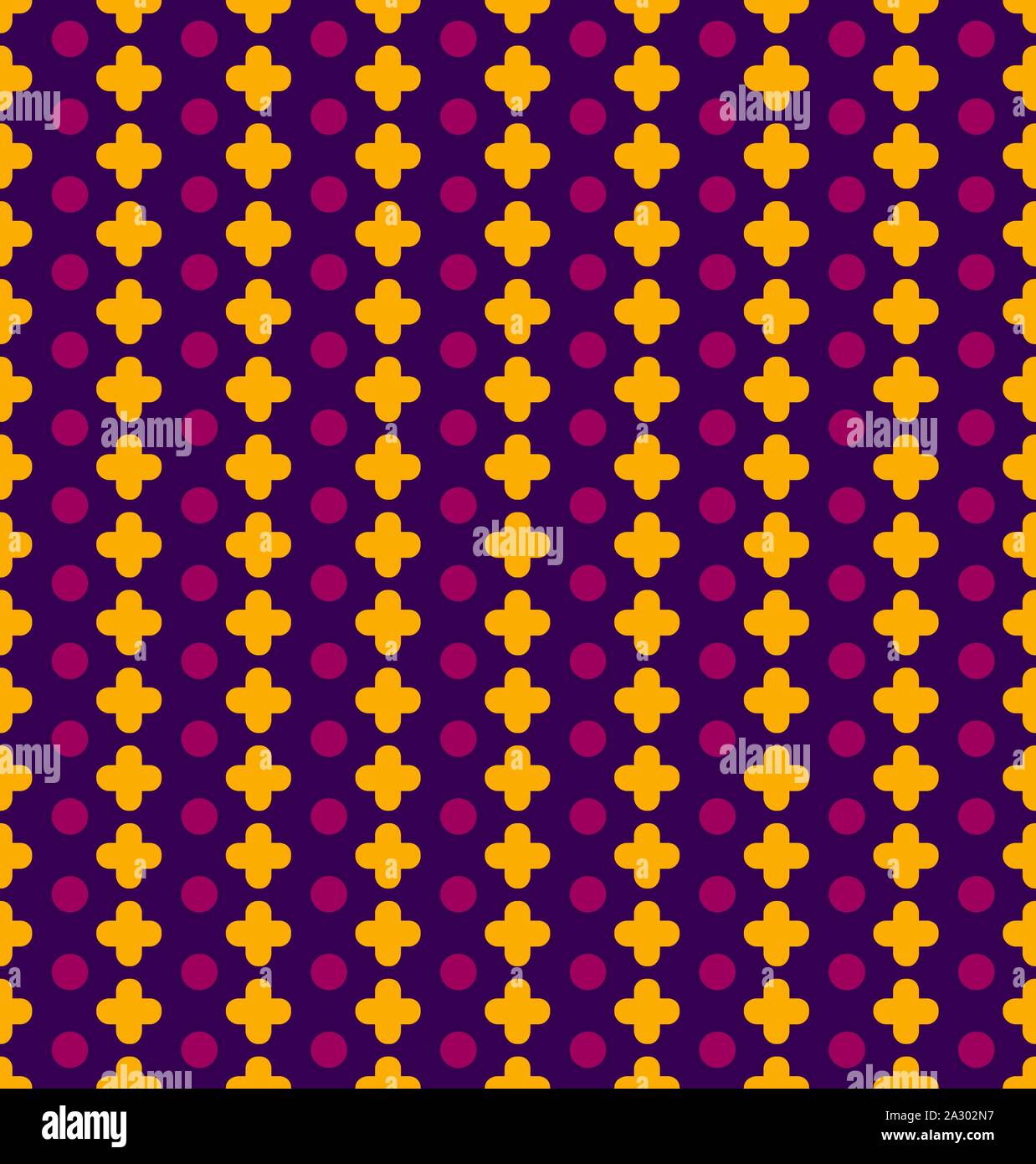 Vector seamless pattern with pluses and circles. Stock Vector