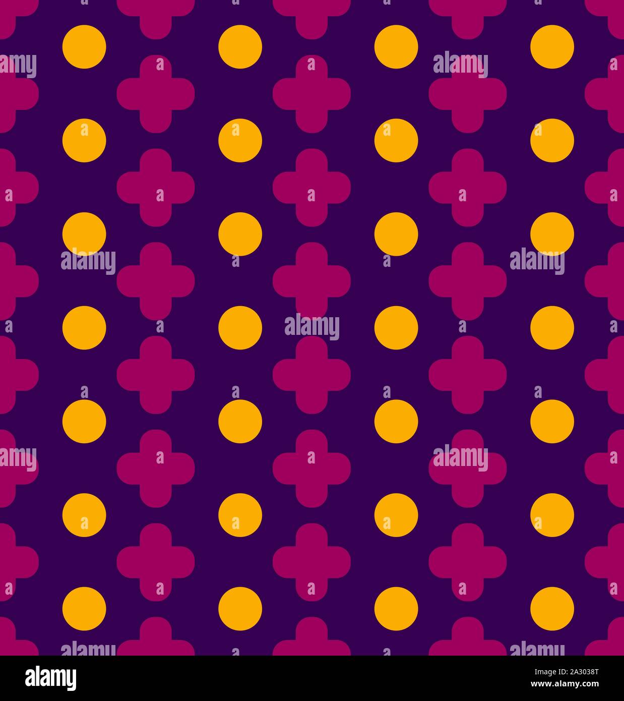 Vector seamless pattern with pluses and circles. Stock Vector