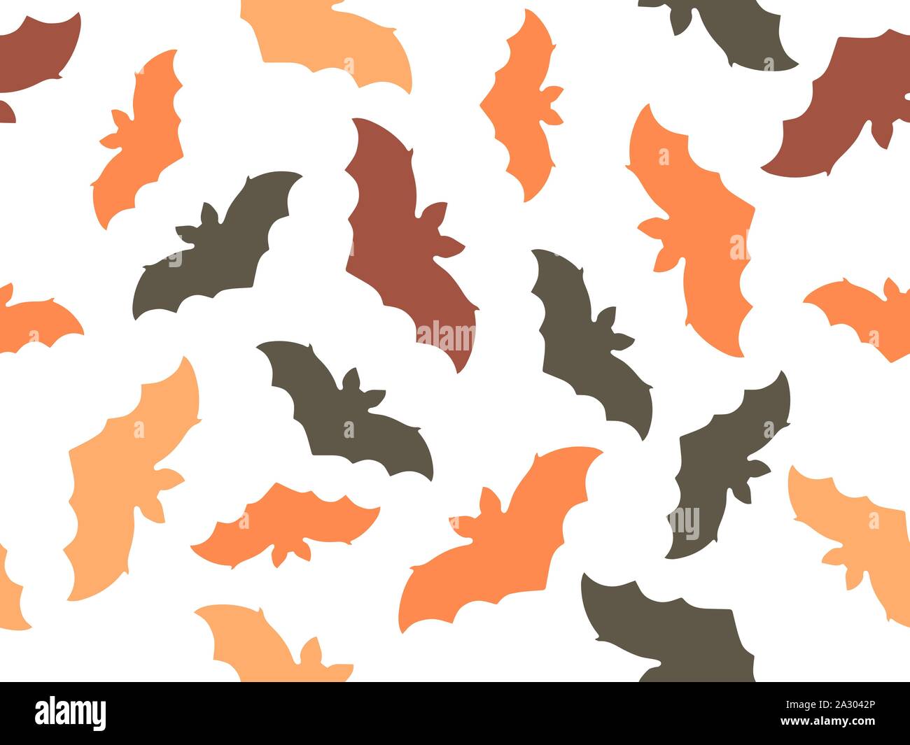 Bats seamless pattern on white background. Halloween, October 31st. Vector illustration Stock Vector