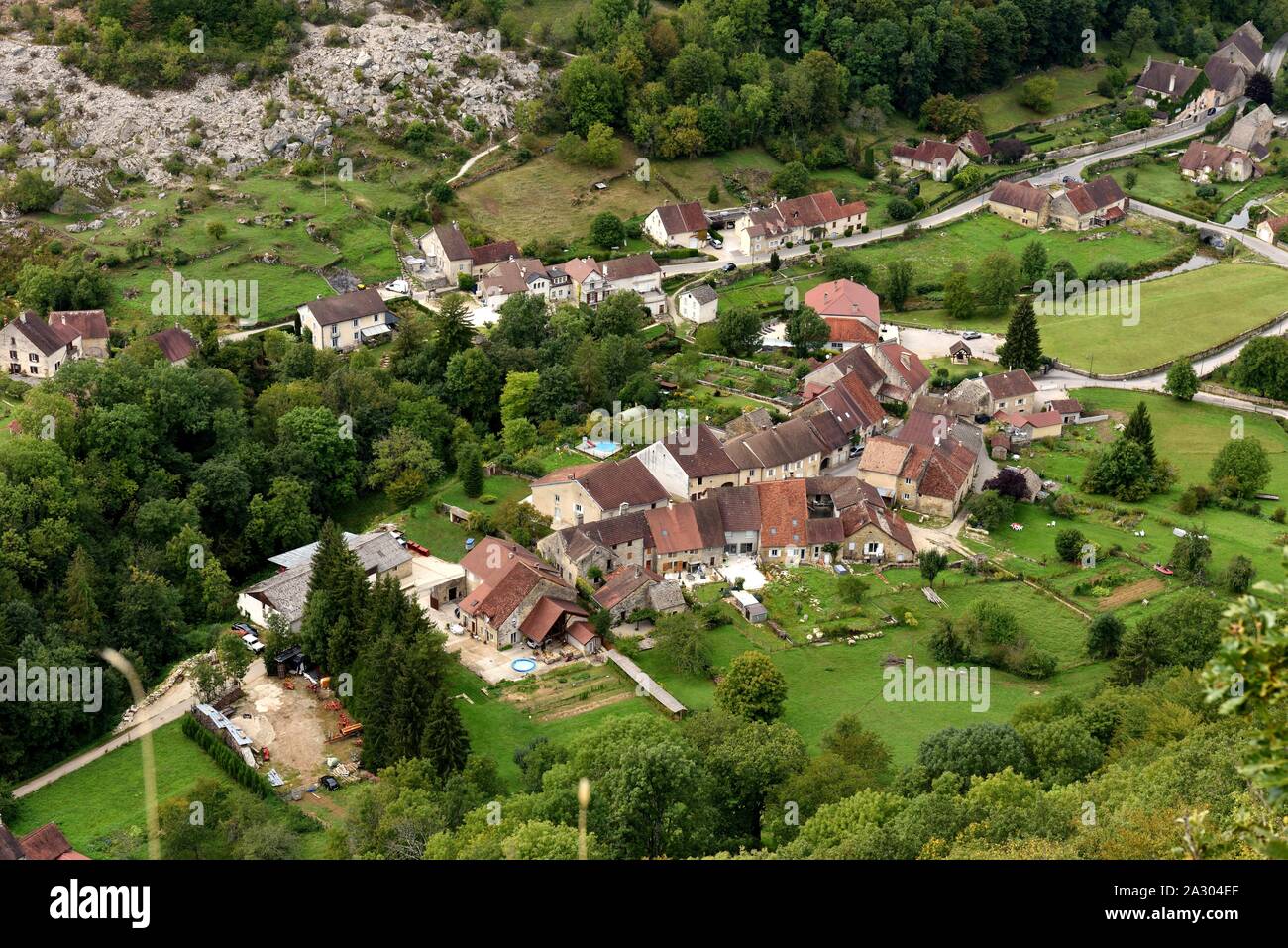 Baume les Messieurs seen from above. Stock Photo