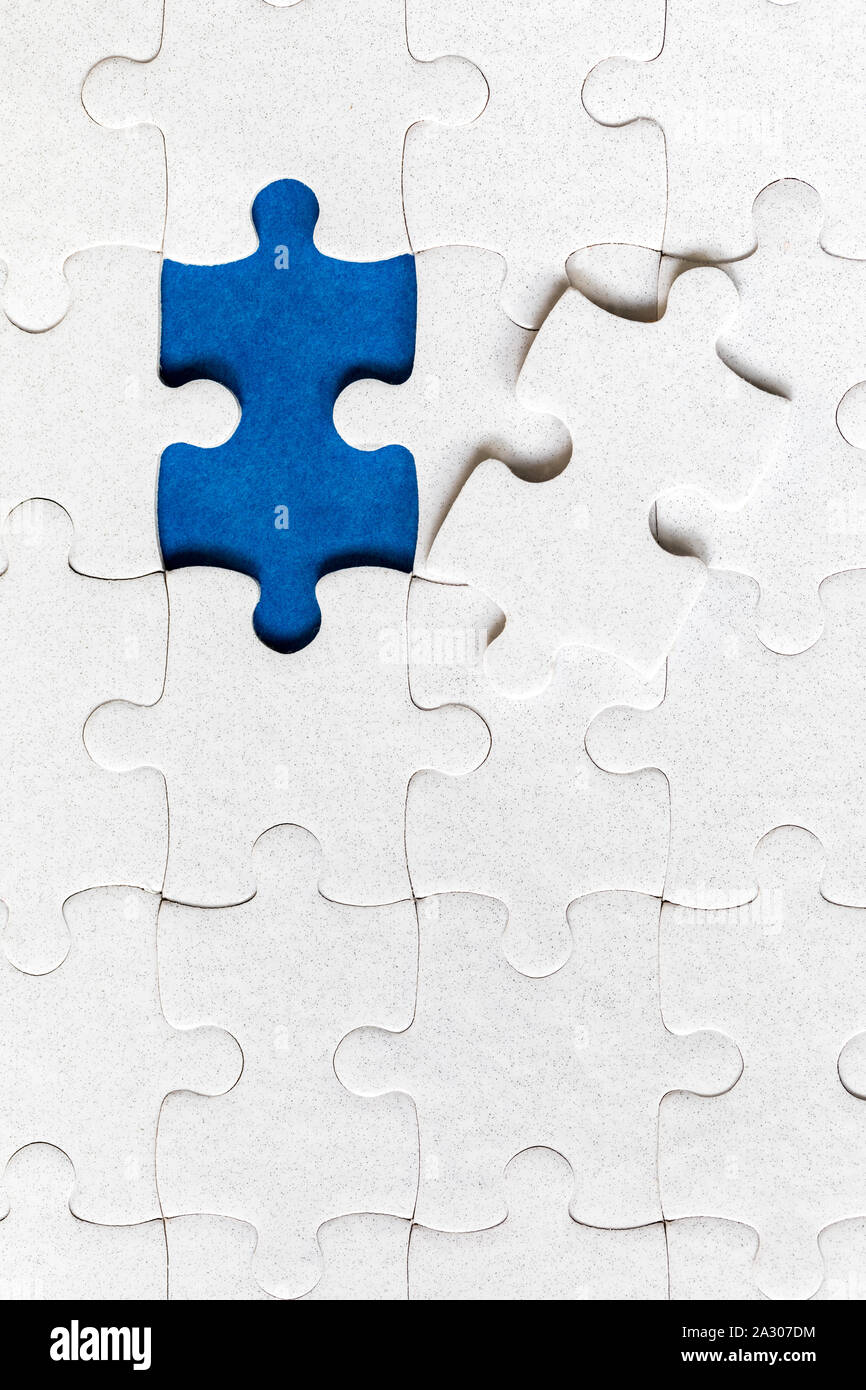 Jigsaw puzzle with missing piece. Missing puzzle pieces. Concept image of unfinished task