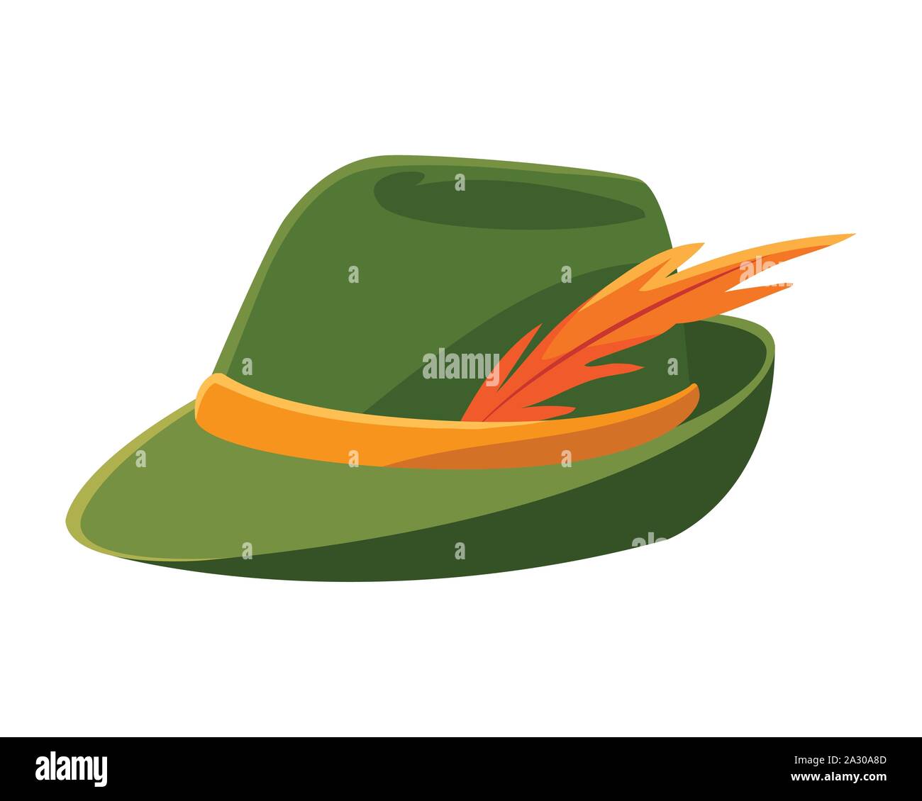 German hunting hat with feather on white background vector illustration