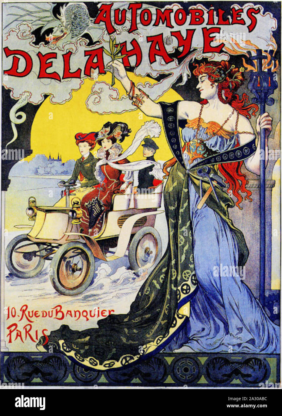 DELAHAYE French car company poster 1898 Stock Photo