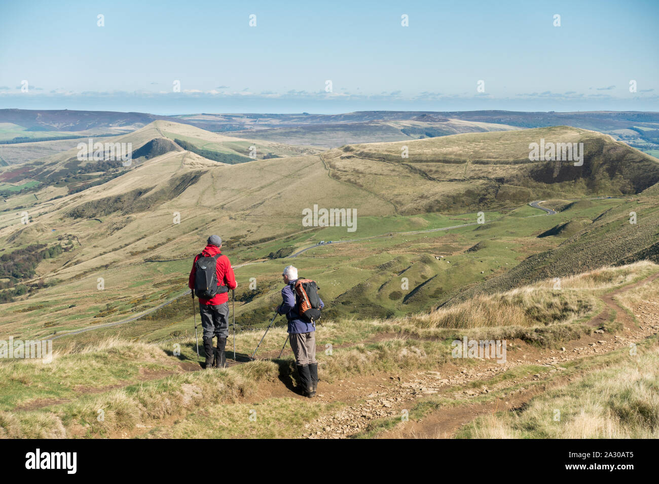 The Great Ridge and Edale above the Hope Valley in Derbyshire, UK Stock ...