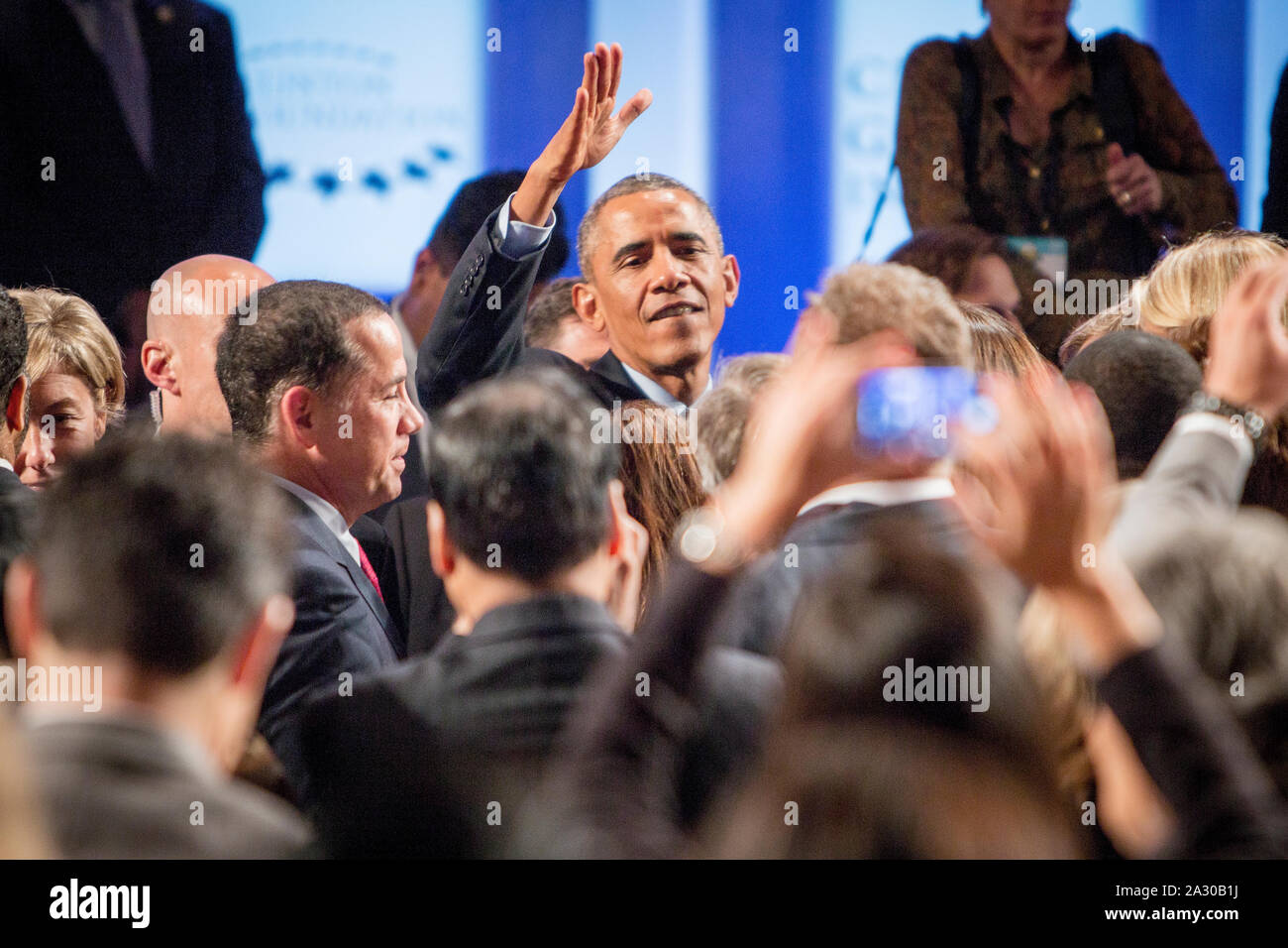 US President Barack H. Obama was keynote speaker at the 2014 Clinton Global Initiative in New York. Stock Photo