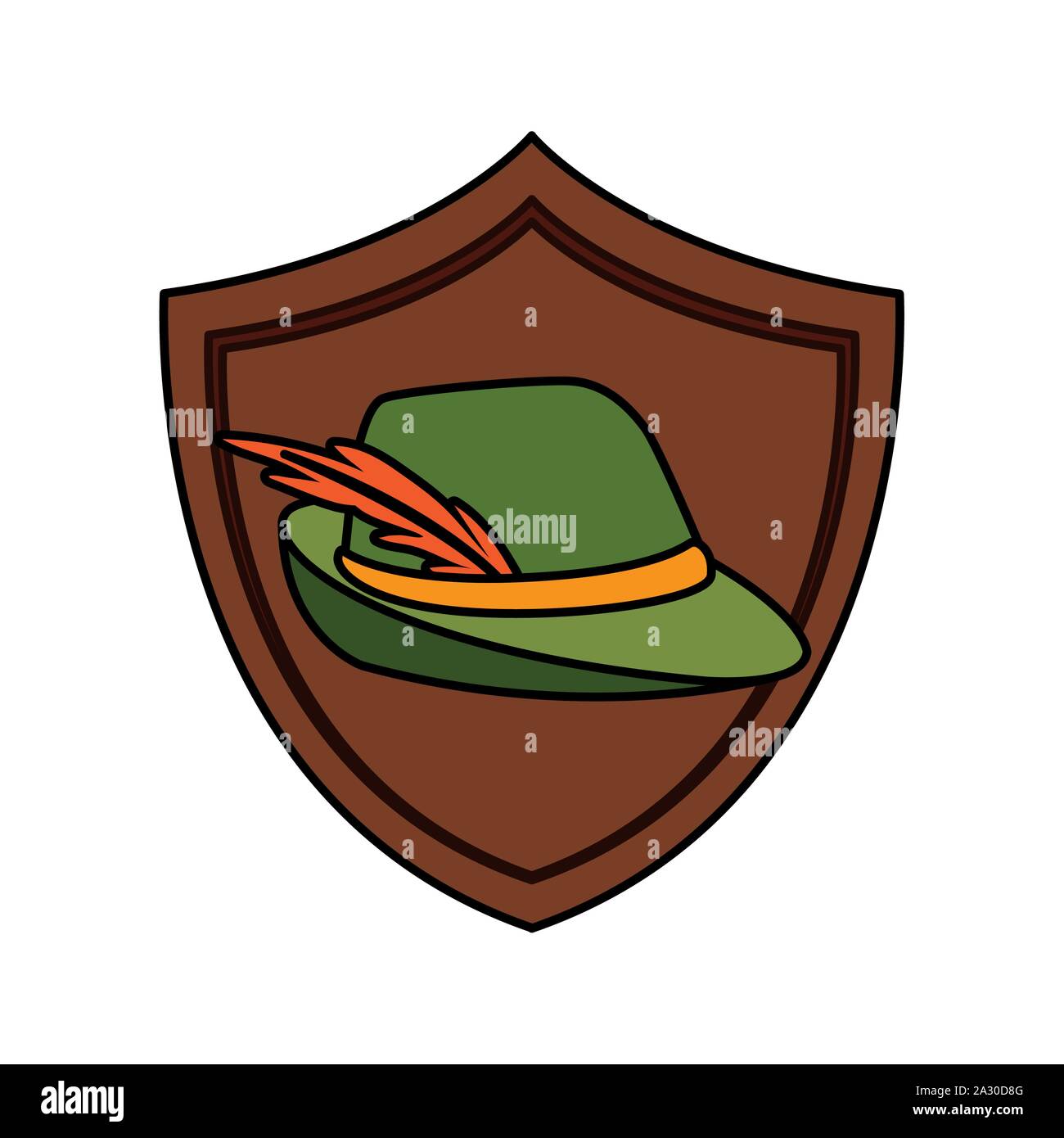 German hunting hat with feather on white background vector illustration