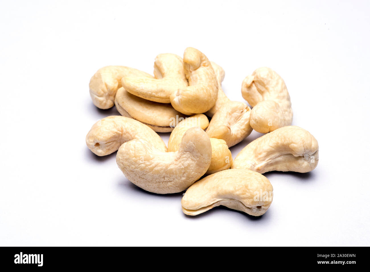 Cashew nuts isolated in white background Stock Photo