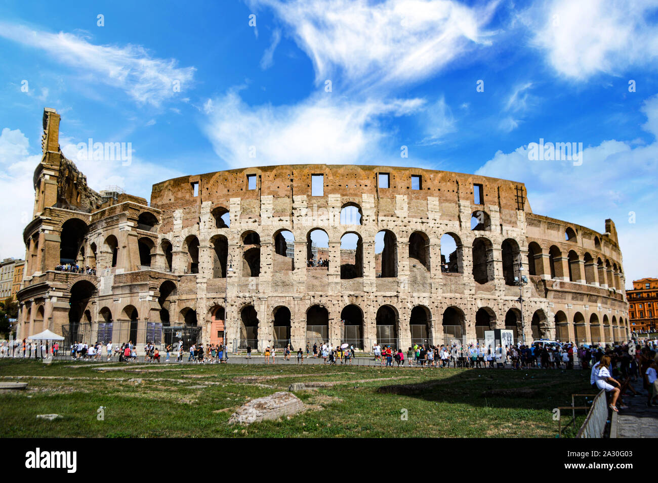 Colosseum in Rome and beautiful day Stock Photo