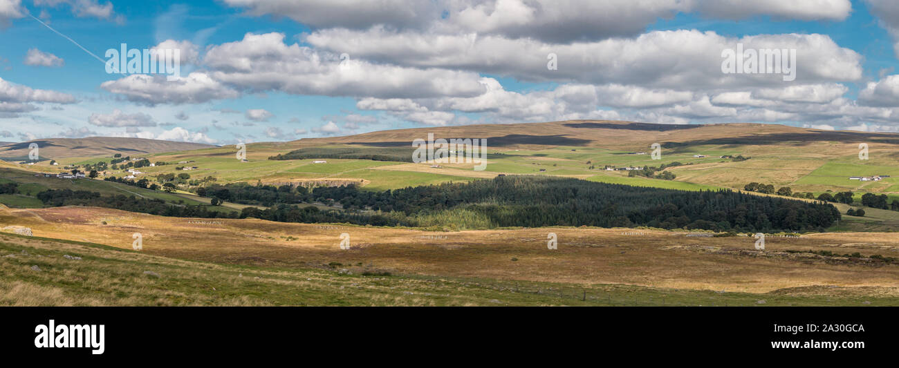 Upper Teesdale Panorama from Holwick Fell Stock Photo