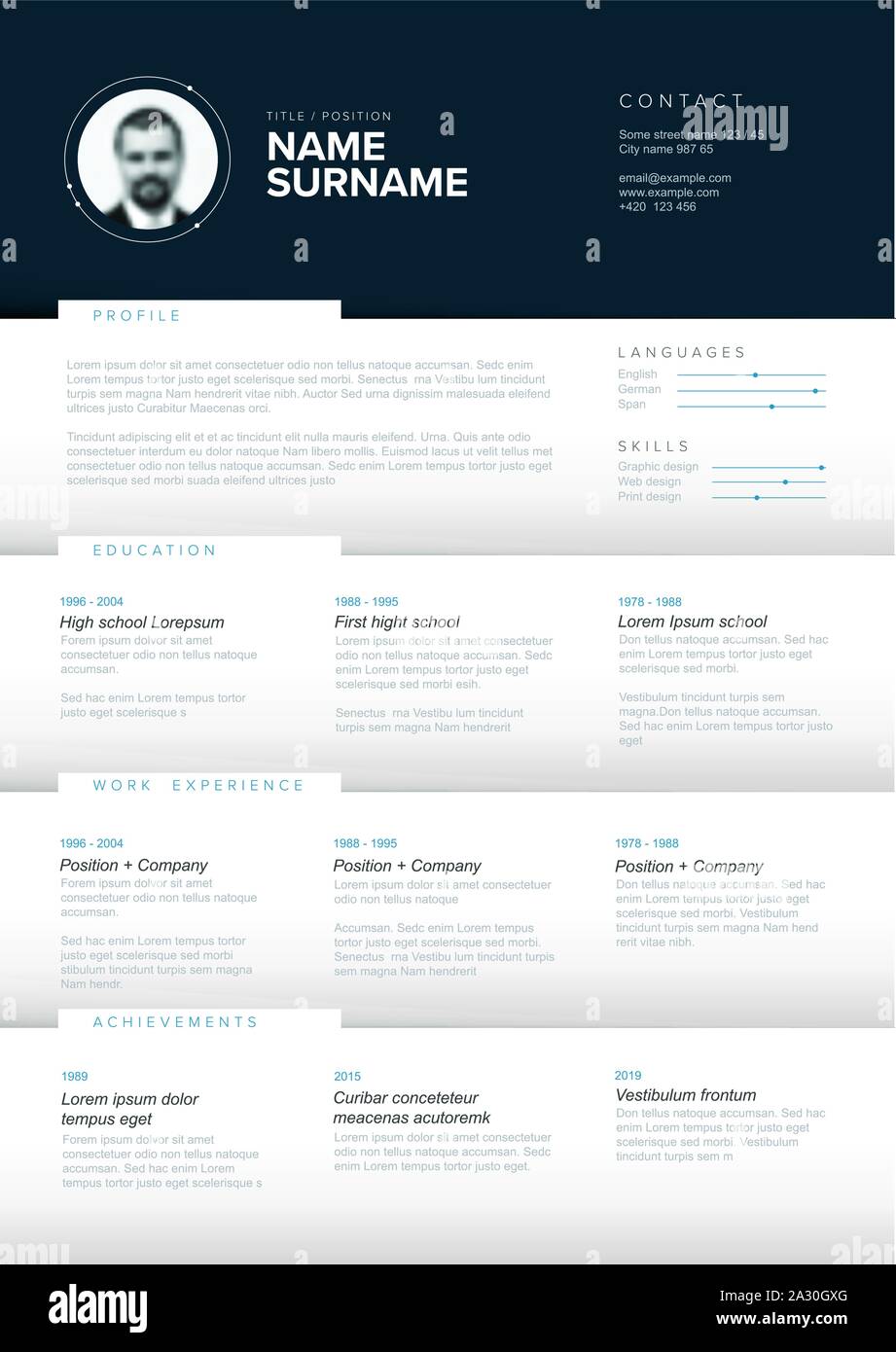 Block Cv Design Vector minimalist cv / resume template with content blocks design Stock ...