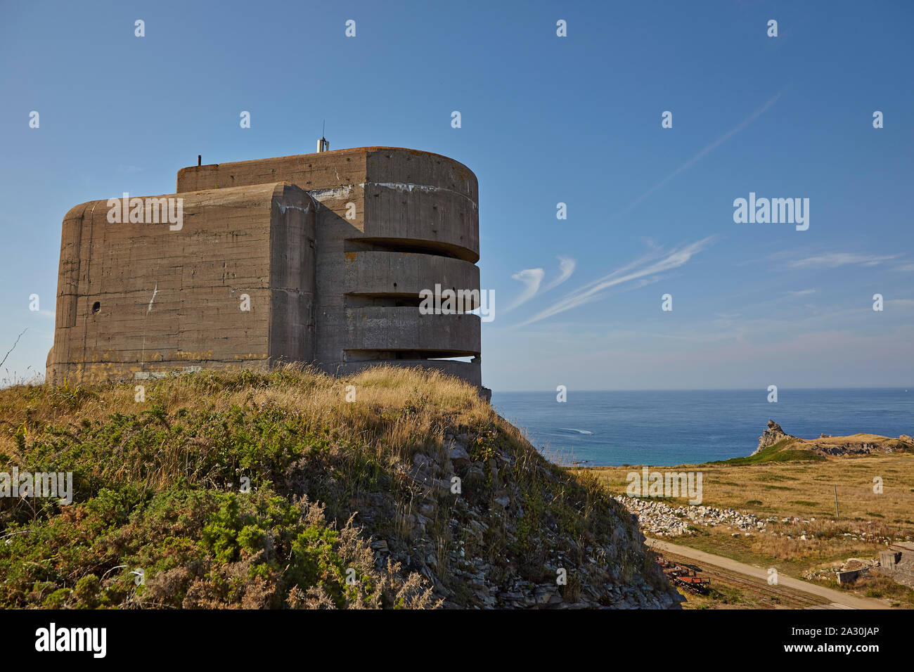 Former WW II German observation tower known locally as the Odeon Stock Photo
