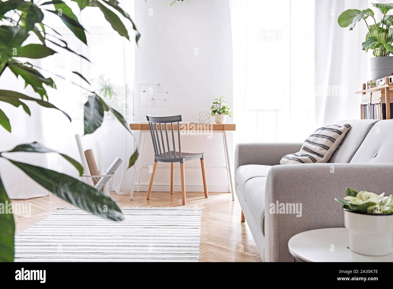 Stylish interior design of open space at nice apartment Stock Photo - Alamy
