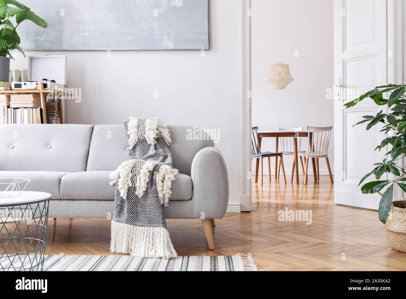 Stylish interior design of open space at nice apartment Stock Photo - Alamy