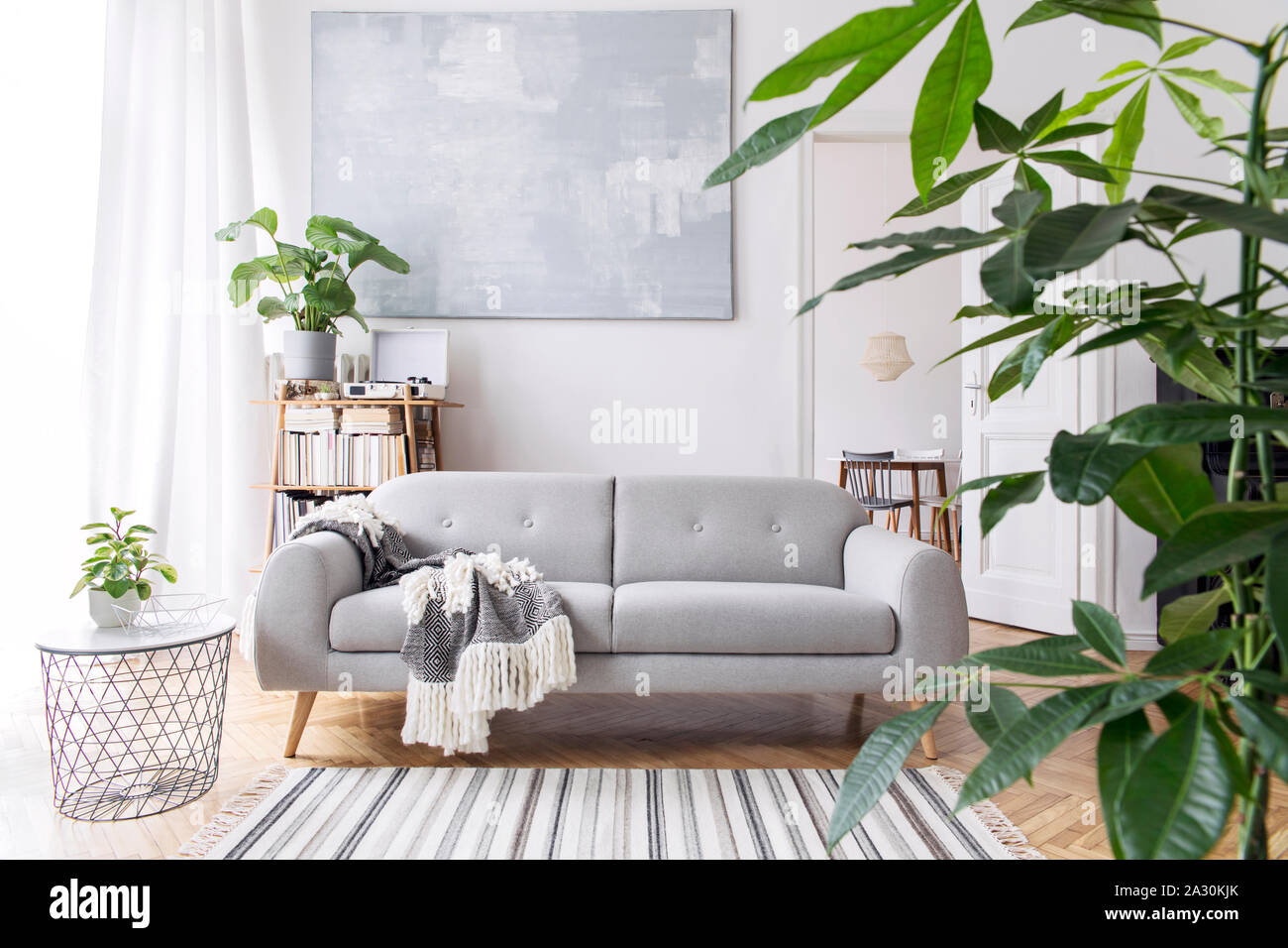 Stylish interior design of open space at nice apartment Stock Photo - Alamy