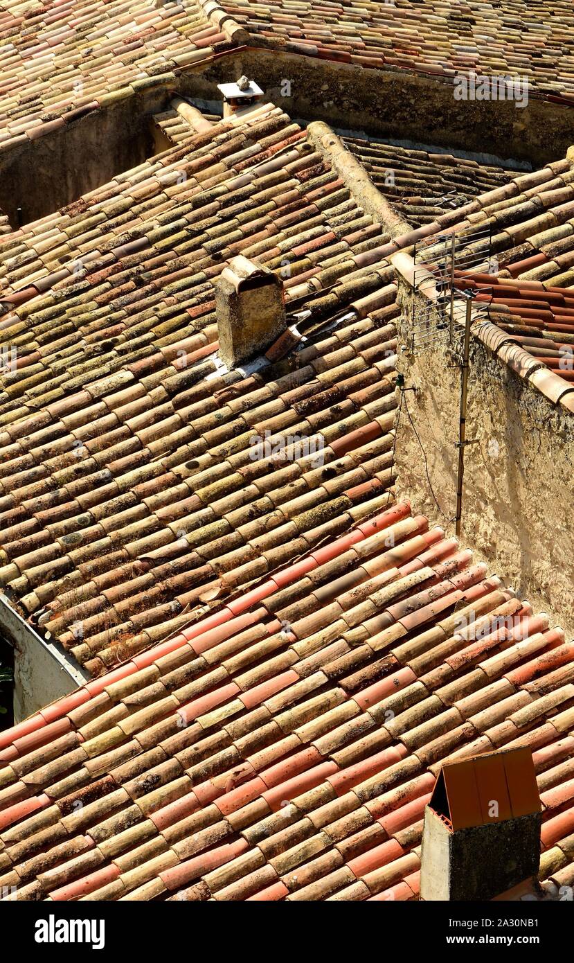 Roof pantiles in Provence. Stock Photo