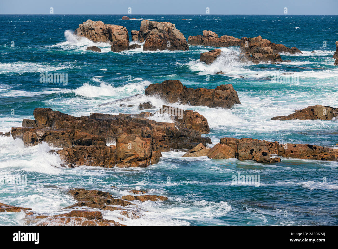 The wild coast at Le gouffre de Plougrescant, Côtes-d'Armor, Brittany ...