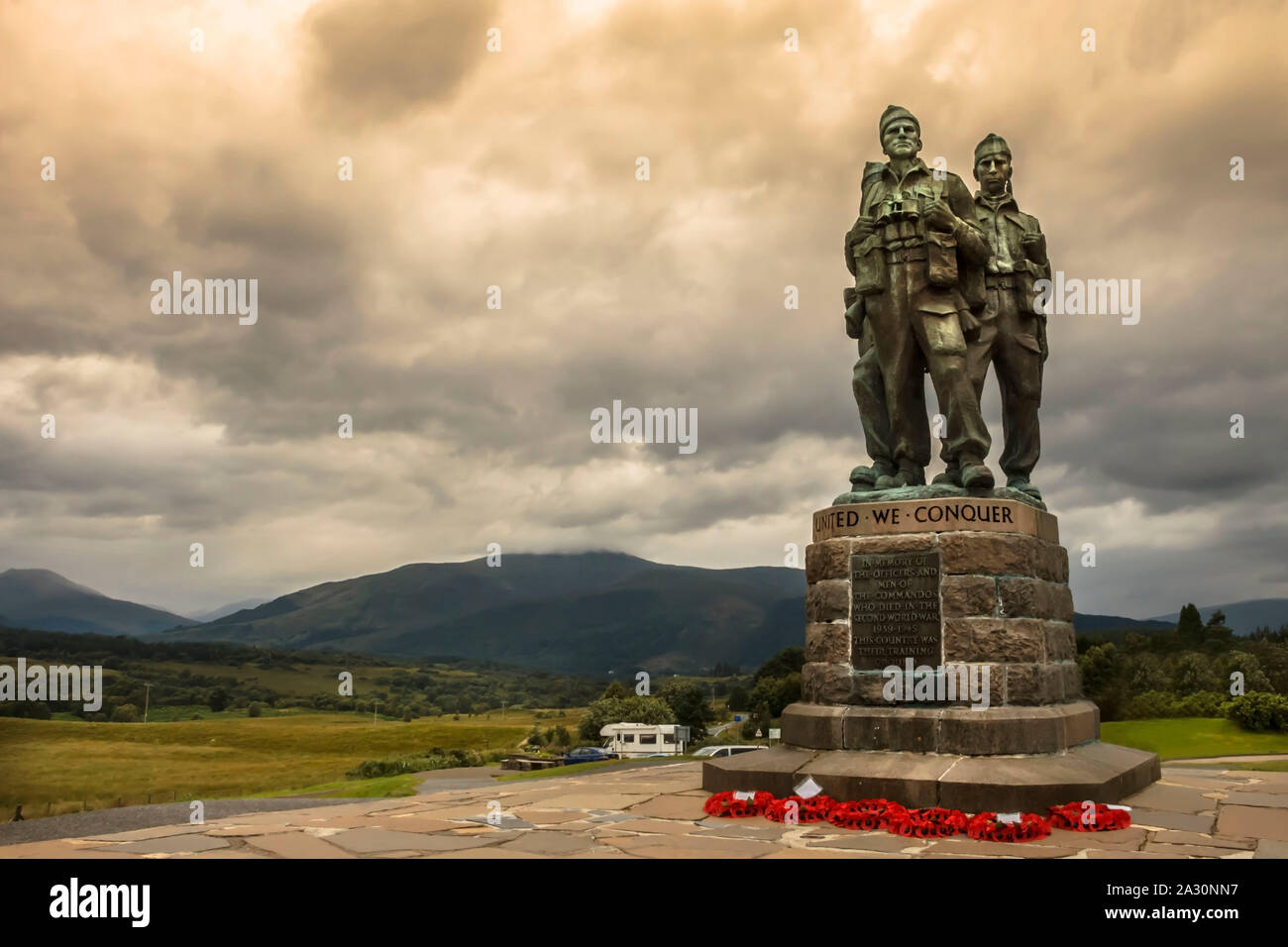 Commando Memorial at Spean Bridge near Fort William in Lochaber area, Scottish Highlands. Stock Photo