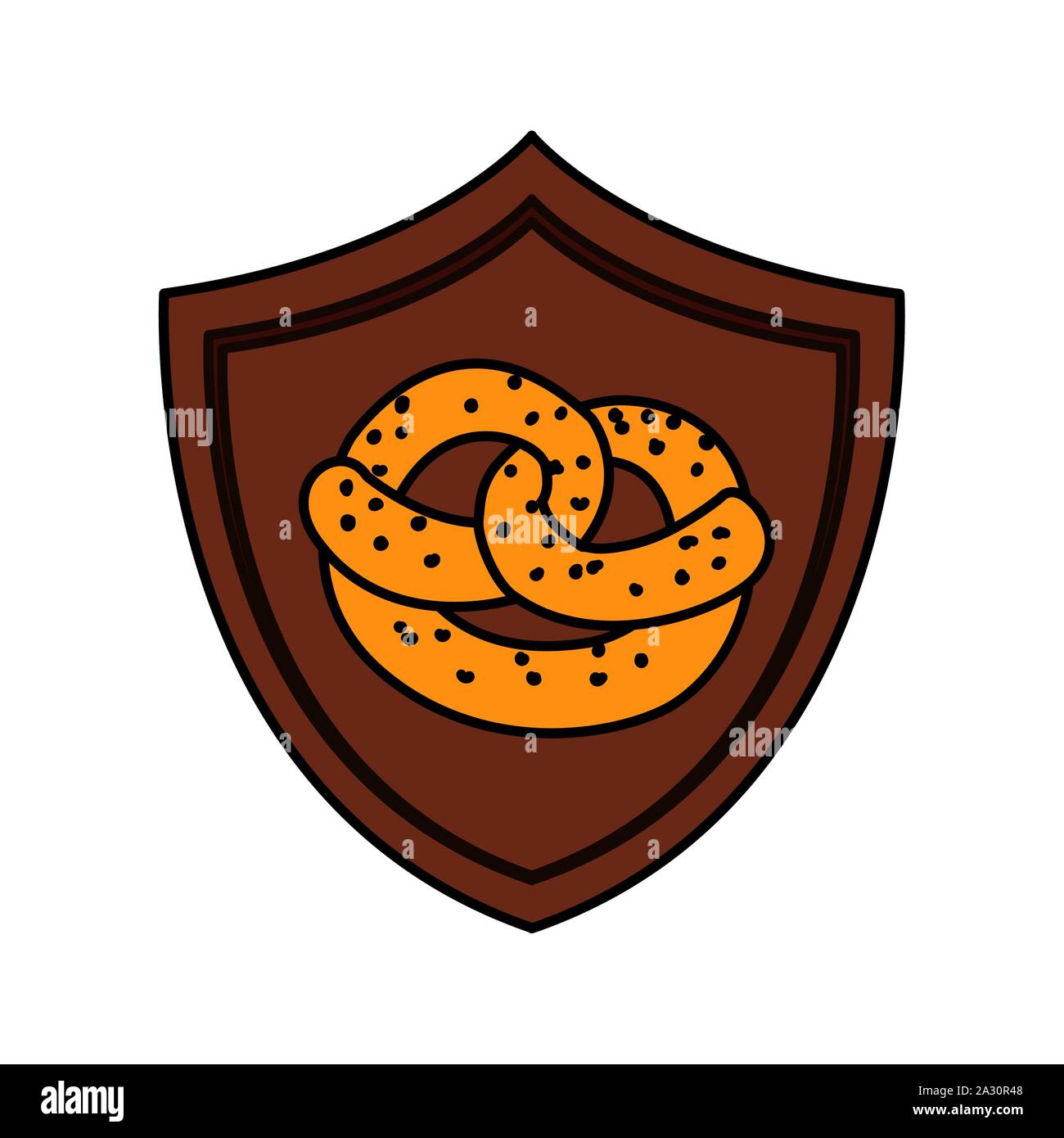 fresh and delicious bread pretzel in white background vector ...